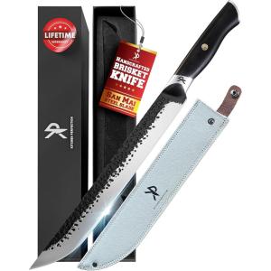 Kitchen perfection Handmade Chefs Carving Knife For Meat Cutting- Extremely Sharp Cooking Knife 8 Inch -Hand Sharpen Best Gift For Men – High Carbon Steel w/Canvas Sheath(Handmade Brisket Knife W/ Canvas Sheath)