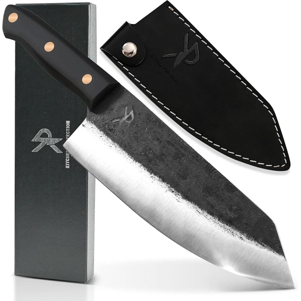 imageKitchen perfection Handmade Chefs Carving Knife For Meat Cutting Extremely Sharp Cooking Knife 8 Inch Hand Sharpen Best Gift For Men  High Carbon Steel wCanvas SheathHandmade Chefs Knife W Leather Sheath