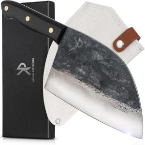 Kitchen perfection Handmade Chefs Carving Knife For Meat Cutting- Extremely Sharp Cooking Knife 8 Inch -Hand Sharpen Best Gift For Men – High Carbon Steel w/Canvas Sheath(Handmade Meat Cleaver W/ Canvas Sheath)