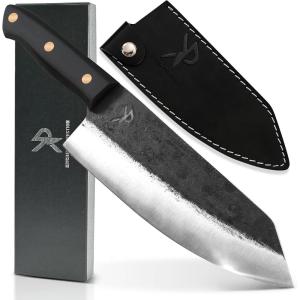 Kitchen perfection Handmade Chefs Carving Knife For Meat Cutting- Extremely Sharp Cooking Knife 8 Inch -Hand Sharpen Best Gift For Men – High Carbon Steel w/Canvas Sheath(Handmade Chefs Knife W/ Leather Sheath)