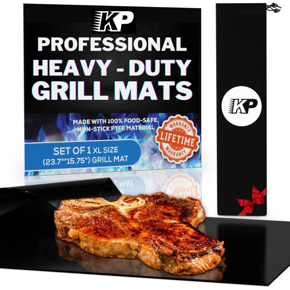 imageKITCHEN PERFECTION 1 XL BBQ Grill Mats for Outdoor Grill Heavy Duty Grilling Mats Reusable Grill Sheets For Gas Grill Extreme Heat Resistant 600 F Nonstick ampamp Easy to Clean Superior Set3 Bonuses