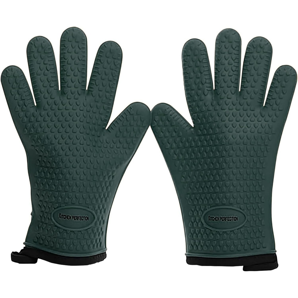 image:imageKITCHEN PERFECTION Silicone Smoker Oven Gloves Extreme Heat Resistant BBQ Gloves Handle Hot Food Right on Your Smoker Grill Fryer PitWaterproof Oven Mitts Grill Gloves Superior Value Set3 BonusesForest
