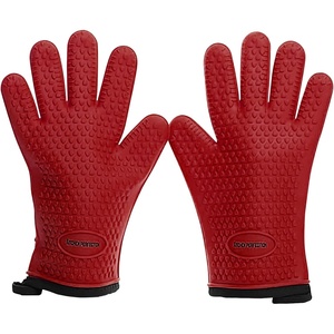 KITCHEN PERFECTION Silicone Smoker Oven Gloves -Extreme Heat Resistant BBQ Gloves -Handle Hot Food Right on Your Smoker Grill Fryer Pit|Waterproof Oven Mitts Grill Gloves |Superior Value Set+3 Bonuses(Cardinal Red)