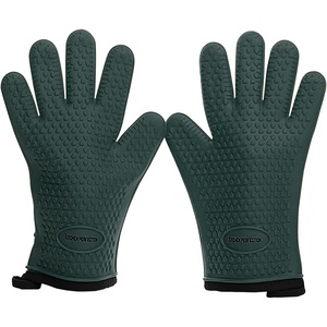 KITCHEN PERFECTION Silicone Smoker Oven Gloves -Extreme Heat Resistant BBQ Gloves -Handle Hot Food Right on Your Smoker Grill Fryer Pit|Waterproof Oven Mitts Grill Gloves |Superior Value Set+3 Bonuses(Forest)