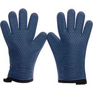 KITCHEN PERFECTION Silicone Smoker Oven Gloves -Extreme Heat Resistant BBQ Gloves -Handle Hot Food Right on Your Smoker Grill Fryer Pit|Waterproof Oven Mitts Grill Gloves |Superior Value Set+3 Bonuses(Blue Mist)